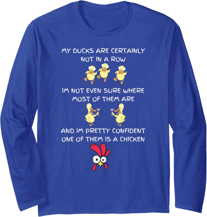 Bear Necessiti Ducks in a row Novelty T Long Sleeve T-Shirt - Royal Blue