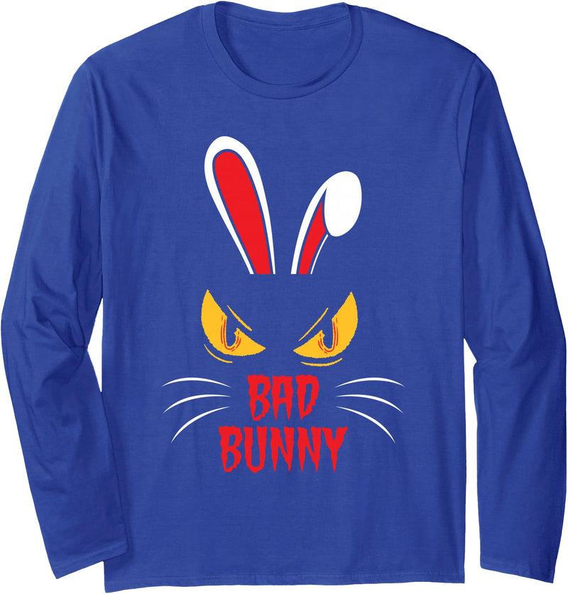 Bad Rabbit Creepy Rabbit Cool Animal Friend Long Sleeve Shirt in Royal Blue