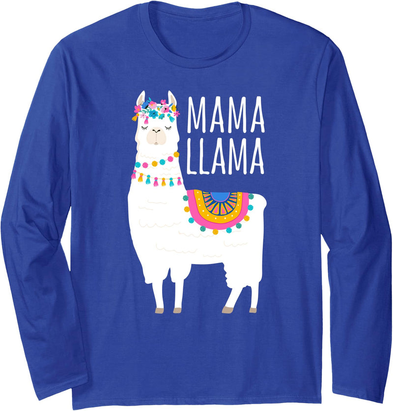 Mama Llama Lover Gifts by Memme Mama Llama Shirt for Women Long Sleeve T-Shirt - Royal Blue