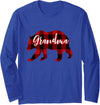 Best Nana Bear Grandma Christmas Plaid Shirts Women Grandma Bear Grandma Christmas Plaid Long-sleeve Shirt - Royal Blue
