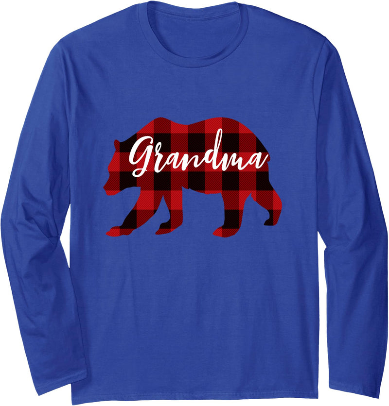 Best Nana Bear Grandma Christmas Plaid Shirts Women Grandma Bear Grandma Christmas Plaid Long-sleeve Shirt - Royal Blue