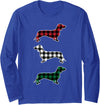 Merry Christmas Holiday Dachshund Dog Wiener Dachshund Dog Merry Christmas Buffalo Plaid Gift Long Sleeve T-Shirt - Royal