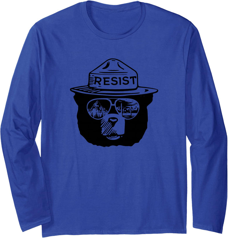 National Park Resist Save The National Parks Resist Bear Sunglasses Long Sleeve T-Shirt - Royal Blue