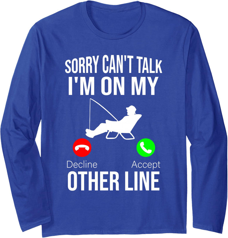 Fishing Gifts for Men Boys Funny Fishing Tee Dad. Funny Fishing Dad Men Funny Reel Cool Fish Bass Fishing Long Sleeve T-Shirt - Royal Blue