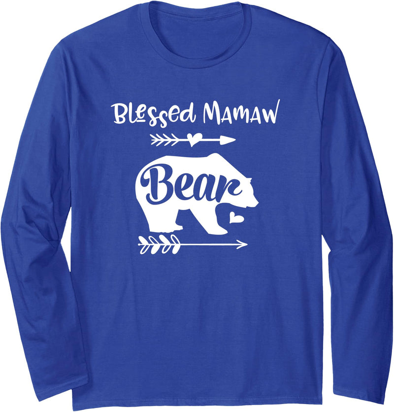 Mothers Day Shirt Co. Blessed Mamaw Bear Longsleeve Shirt Gift For Grandma Long Sleeve T-Shirt - Royal Blue