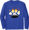 WoofTee Bear Pride Paw Print Long Sleeve T-Shirt - Royal Blue