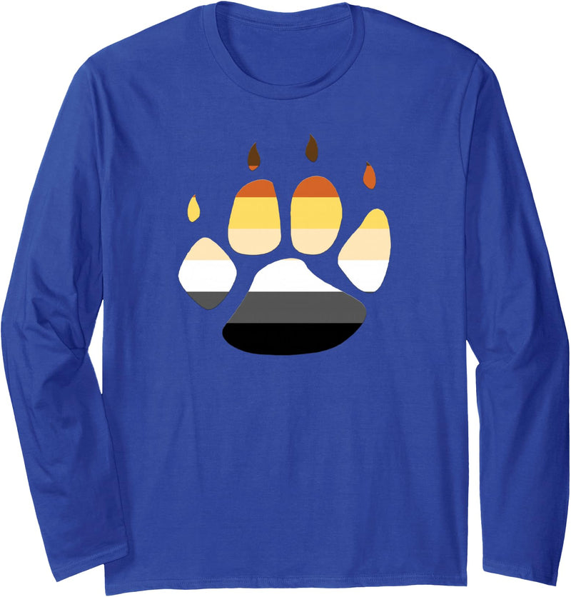 WoofTee Bear Pride Paw Print Long Sleeve T-Shirt - Royal Blue