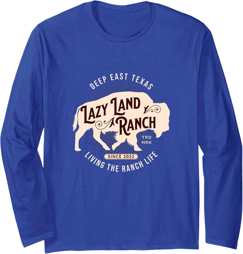 The Jackalope Lazy Land Ranch Buffalo Long Sleeve T-Shirt - Royal Blue