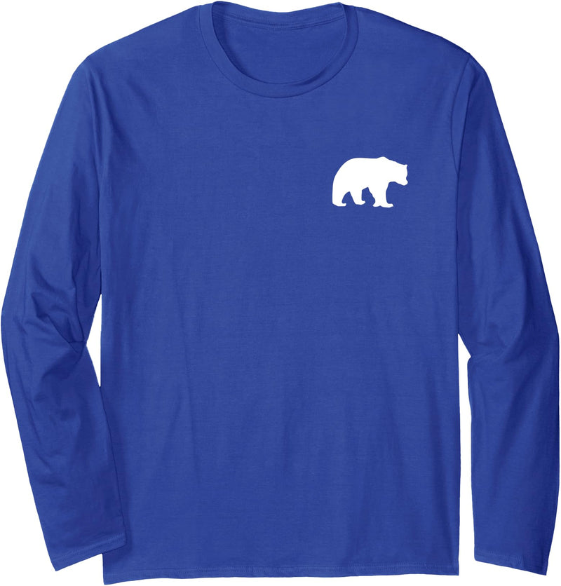 Pocket Patch Bear Badge Apparel Minimalist Bear Badge Animal Lover Polar Bear Long Sleeve T-Shirt - Royal Blue