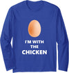 RHW Easy Last Minute Halloween Costume T-Shirts Fun "I'm With The Chicken" Egg Halloween Costume Long Sleeve T-Shirt - Royal