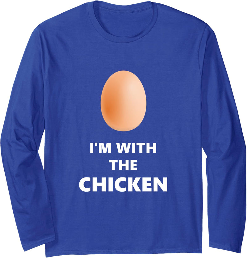 RHW Easy Last Minute Halloween Costume T-Shirts Fun "I'm With The Chicken" Egg Halloween Costume Long Sleeve T-Shirt - Royal