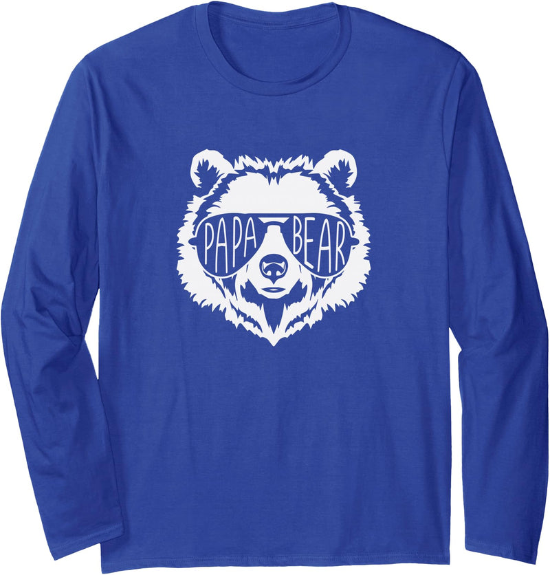 Grandpa Bear Grizzley Papa Bear Face with Sunglasses Long Sleeve T-Shirt - Royal Blue