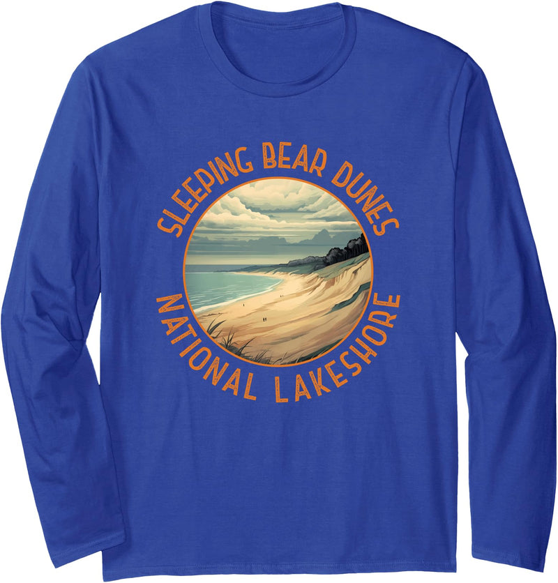 Sleeping Bear Dunes National Lakeshore Designs Sleeping Bear Dunes National Lakeshore Distressed Circle Long Sleeve T-Shirt - Royal Blue
