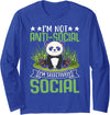 Cute Panda Lovers Kawaii Asian Bears Gifts DAIMMER I'm Not Antisocial I'm Selectively Social Long Sleeve T-Shirt - Royal Blue