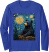 Bear Designs. Bear Van Gogh Style Starry Night Funny Graphic Long Sleeve T-Shirt - Royal Blue