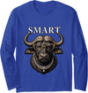 Funny Meme Smart Buffalo Gift Funny Necklace Leopard Glasses Smart Buffalo Long Sleeve T-Shirt - Royal Blue
