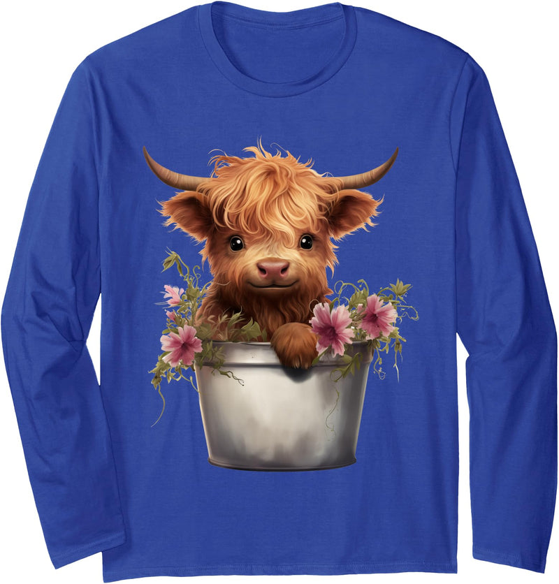 MINI HIGHLAND COW DESIGNS MINI Highland Cow Graphic Long Sleeve T-Shirt - Royal Blue
