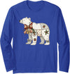 Cute Polar Bear Xmas Quilt Winter Holiday Patchwork Polar Bear Cute Christmas Quilt Long Sleeve T-Shirt - Royal Blue