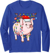 Merry Christmas Animals Co Christmas Pig Holiday Lights With Antlers And Ornaments Long Sleeve T-Shirt - Royal Blue