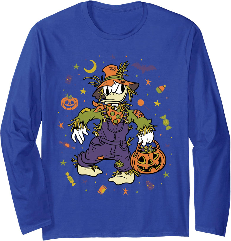 Disney Donald Duck Halloween Scarecrow Trick-or-Treat Icons Long Sleeve T-Shirt - Royal Blue