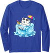 Cool Polar Bear Summer Ice Cube Relax Chill Polar Bear On Ice Cube Summer Vacation Long Sleeve T-Shirt - Royal Blue