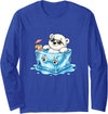 Cool Polar Bear Summer Ice Cube Vibes Chill Polar Bear in Ice Cube Summer Mood Long Sleeve T-Shirt - Royal Blue
