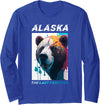 Cool Alaskan Wild Bear, Alaska State Pride Long Sleeve T-Shirt - Royal Blue