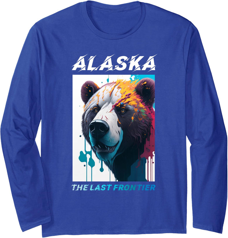 Cool Alaskan Wild Bear, Alaska State Pride Long Sleeve T-Shirt - Royal Blue