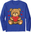 AirBear Adorable Teddy Bear with Heart- Love plushie Long Sleeve T-Shirt - Royal Blue