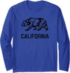 California Republic Bear Designs California Republic Flag Distressed Bear Long Sleeve T-Shirt - Royal Blue