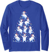 White Giant Christmas Tree Lights Santa Hats Polar Bear Christmas Tree Funny Ice Bear Holiday Long Sleeve T-Shirt - Royal Blue