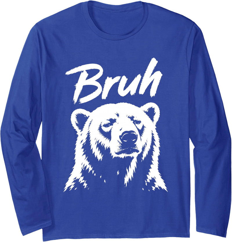 Polar Bear Bruh Meme Funny Co Bruh Funny Polar Bear Meme Dog Lover Men Women Long Sleeve T-Shirt - Royal Blue