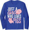 Funny Pig Lover Gifts & Pig Fan Outfits Funny Pig Lover Graphic for Women Girls Kids Pig Long Sleeve T-Shirt - Royal Blue