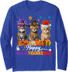 Amb Cat Lovers Halloween Thanksgiving Christmas Happy Hallothanksmas Cat Halloween Thanksgiving Christmas Long Sleeve