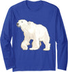 Animal and Pet Lovers Polar Bear Arctic Animal Realistic Retro Long Sleeve T-Shirt - Royal Blue