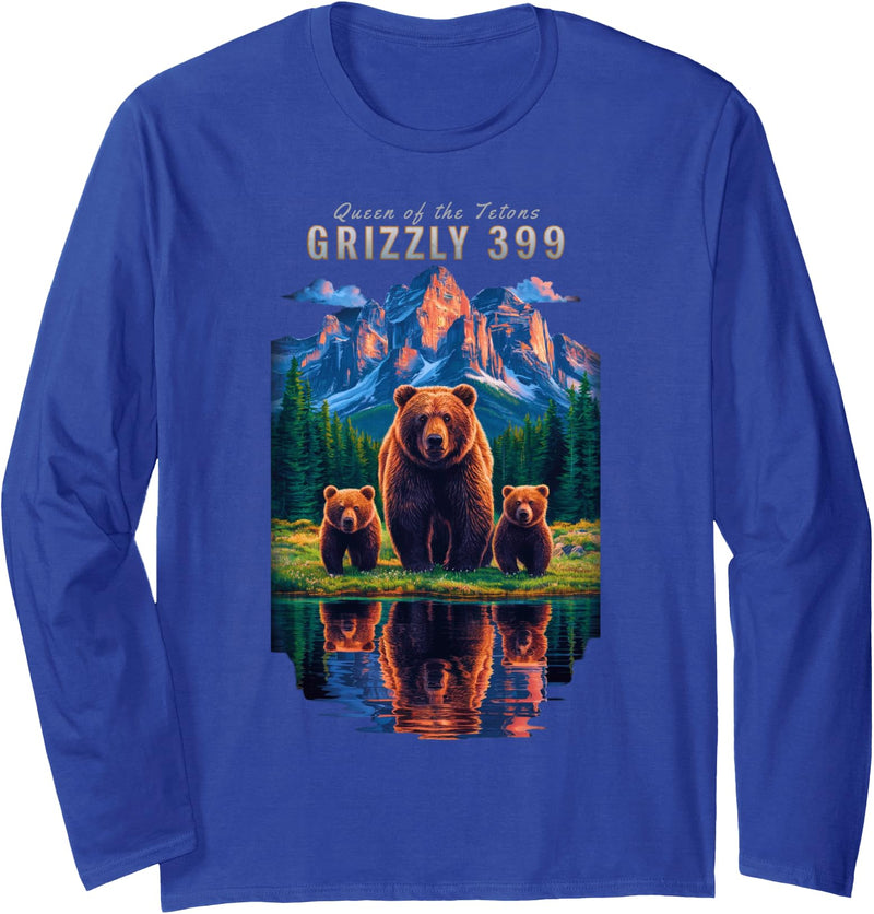 Wildlife Preserve Grand Teton Grizzly Bear Gifts Grizzly 399 Bear Lovers Queen Of The Tetons National Park Long Sleeve T-Shirt - Royal Blue