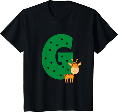 Cute Giraffe Letter G Cute Animal Boys Girls Alphabet T-Shirt