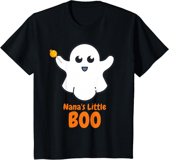 Halloween Gifts from Nana Kids Nana's Little Boo - Halloween Gift Kids Boys Girls Toddler T-Shirt - Black