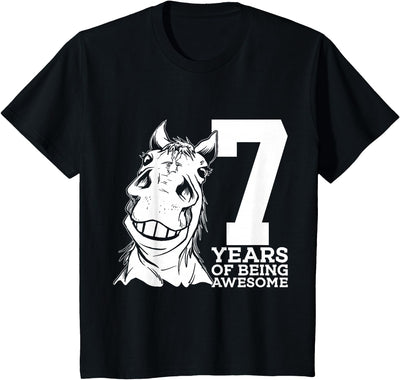 COOL HORSE DESIGNS AND OUTFITS Horse 7 YEARS OF BEING AWESOME RIDING 7TH BIRTHDAY T-Shirt