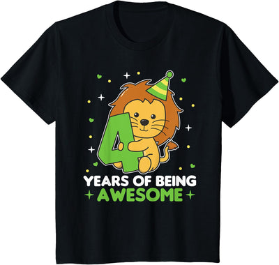 Lion 4th Birthday For Kids Four Years Old T-Shirt