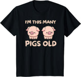 Pigs lover Birthday Gifts Toddler I'm This Many Pigs Old - 2nd Birthday Pig 2 Years Old Bday T-Shirt - Black