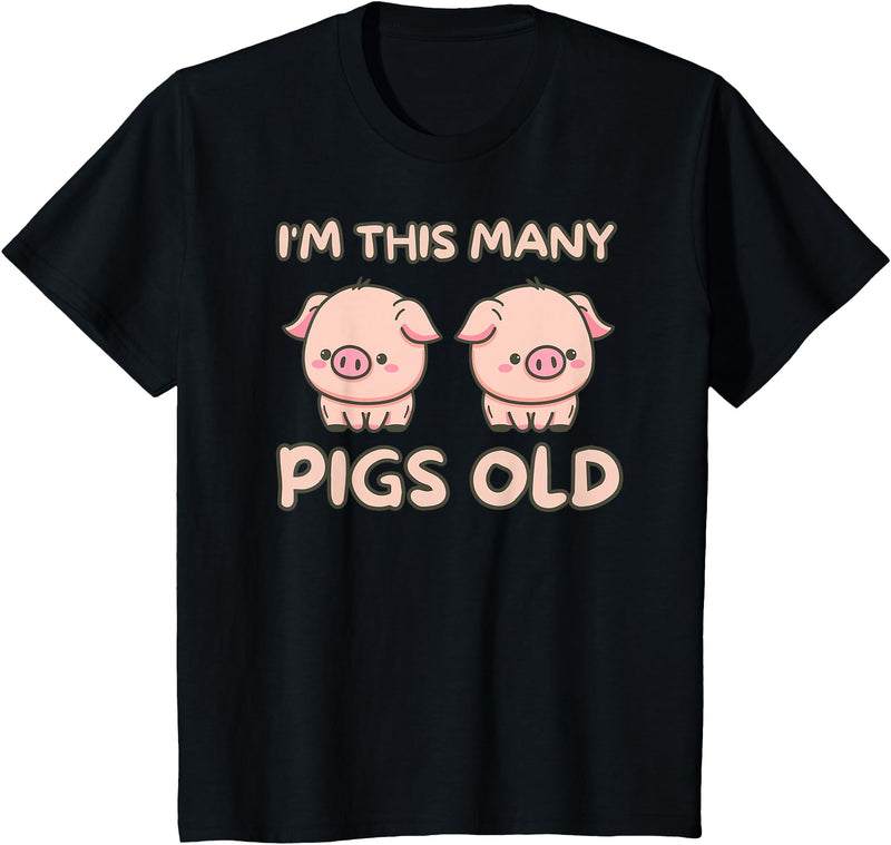 Pigs lover Birthday Gifts Toddler I'm This Many Pigs Old - 2nd Birthday Pig 2 Years Old Bday T-Shirt - Black
