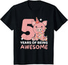 Pig Birthday Gift Cute Animals Pig For The 5th Birthday For Children Five Years Old T-Shirt - Black