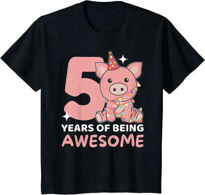 Pig For The 5th Birthday For Children Five Years Old T-Shirt