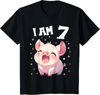 I Am 7 Birthday Pig T-Shirt