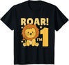 Cute Animals For Every Child's Birthday Kids 1st Birthday Lion 1 Year Old Cub Lion T-Shirt - Black