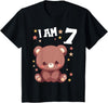 7 years old 7th birthday Bear Kids 7 Years old 7 birthday Bears Boy Girl Bear T-Shirt - Black