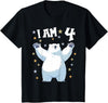 4 years old 4th birthday Polar Bear Kids 4 Years old 4 birthday Polar Bears Boy girl Polar Bear T-Shirt - Black