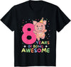 Pig Birthday Gift Cute Animals 8th Birthday Pig For Kids Eight Years Old T-Shirt - Black