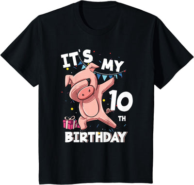 Its My 10th Birthday 10 Year Old Pig Birthday T-Shirt